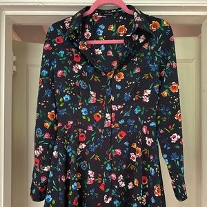 ZARA navy floral rainbow button playsuit jumpsuit